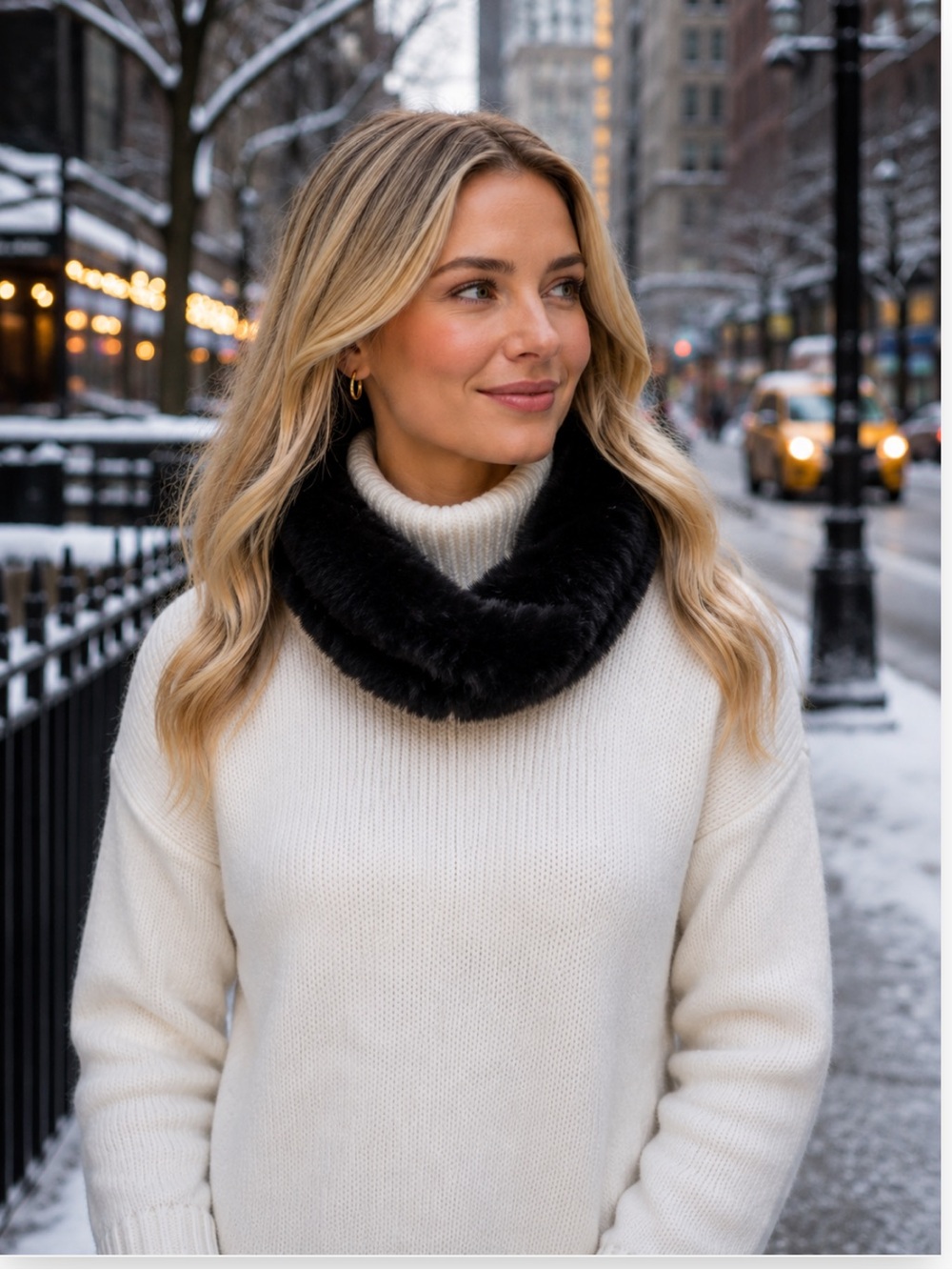 NWT Surell Black Faux Fur Neck Cowl